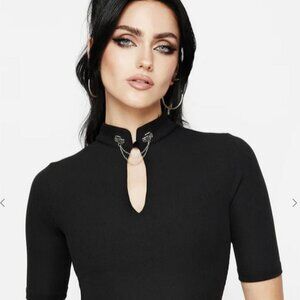NEW Disturbia Chiromancy Choker Collar Top, Size 6, Black, Goth Vbes
